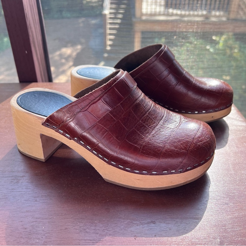 Swedish Hasbeens Dagny Brown/cognac croc clog